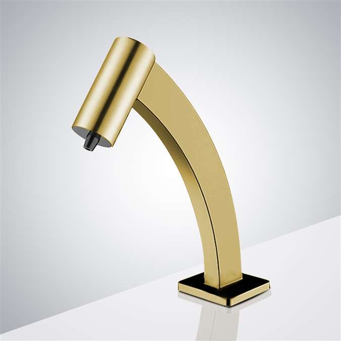 BathSelect Brushed Gold Hand Sanitizer Automatic Soap Dispenser - Deck Mounted Commercial